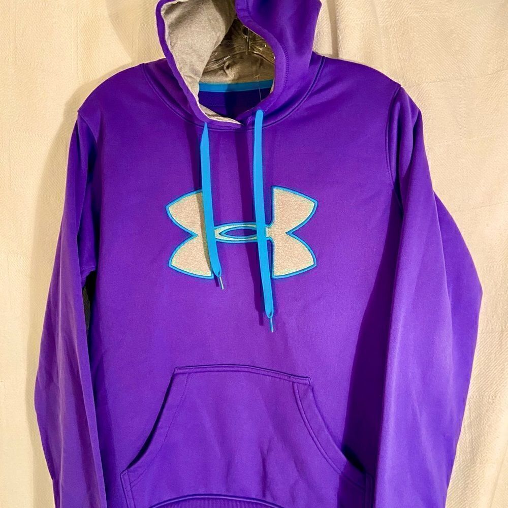 Under Armour Hoodie Adult SM/P Purple Logo Sweatshirt EUC Actor Wore On TV Show.